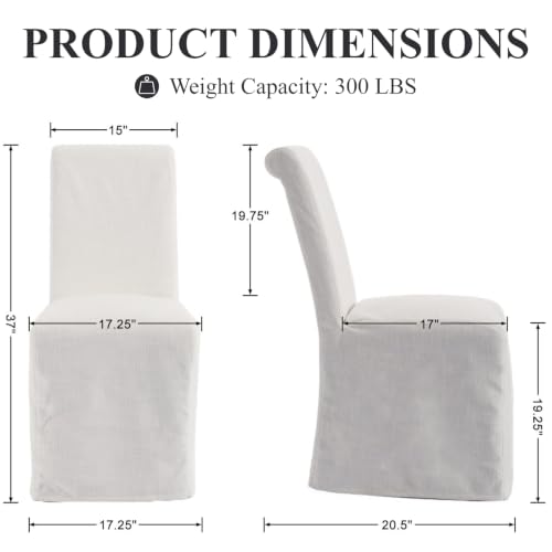 Slipcovered Parsons Dining Chairs, Set of 4, Cream Linen Upholstery