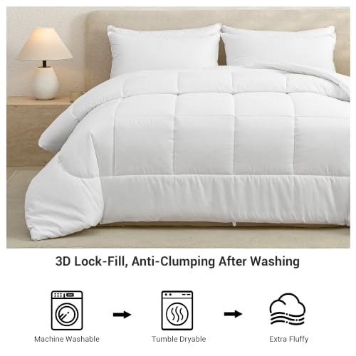 Queen Size Comforter Duvet Insert - Soft Microfiber, Breathable & Machine Washable
