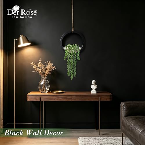 2-Pack Artificial Hanging Succulent Plants in Black Pots, 16-Inch Faux Decor