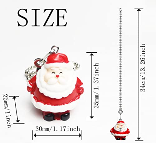 Medium Christmas Ceiling Fan Pull Chain with Santa Resin Charm & Beaded Extension