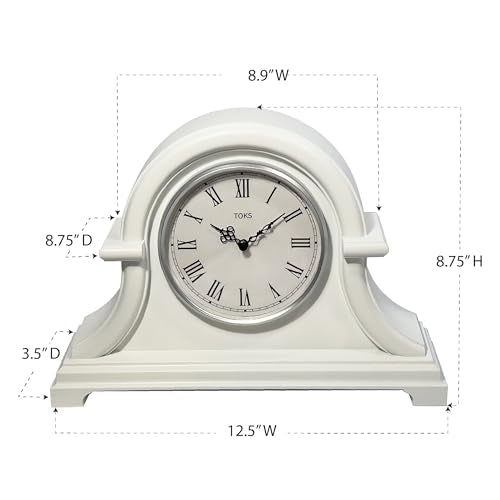 Vintage Style Mantel Clock - 13x10 Inch Non-Ticking Desk and Shelf Clock