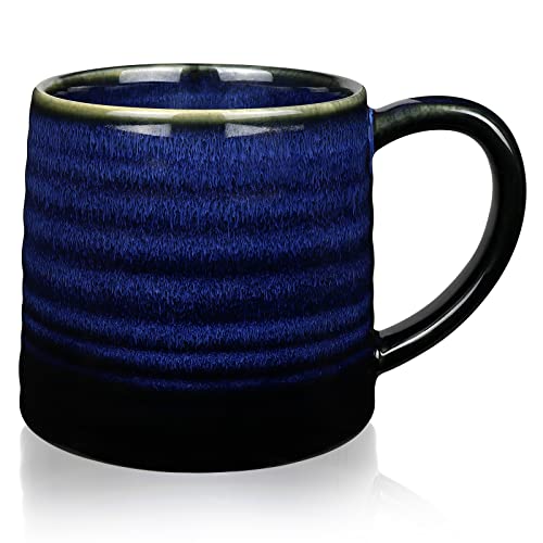 RELEDESA 18 Oz Starry Blue Large Ceramic Coffee Mug with Big Handle - Handmade Pottery Tea Cup, Microwave & Dishwasher Safe
