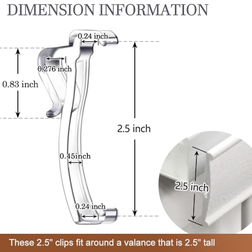 2.5-Inch Clear Valance Clips for Horizontal Blinds (12-Pack)
