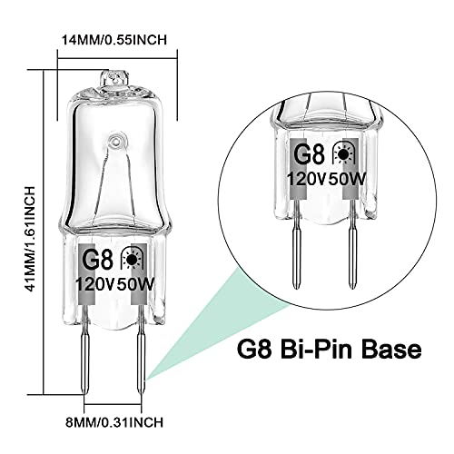 G8 Halogen Microwave Light Bulb 120V 50W, 4 Pack - Warm White