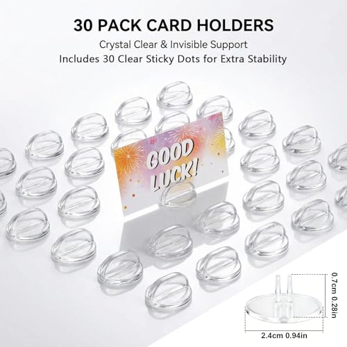 30 Pack Translucent Card Stands - Durable Acrylic Display Holders