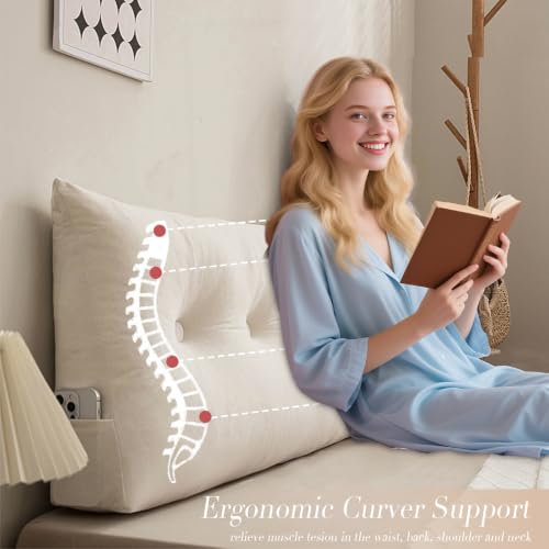 Wedge Headboard Pillow Twin XL - Plush Velvet Support Cushion