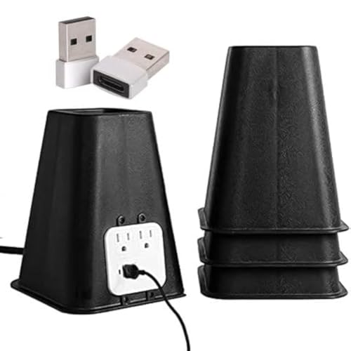Heavy Duty Bed Risers with USB Outlets - 7.25" Lift, 4-Pack