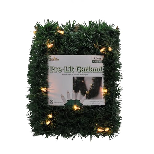 Brite Star 12 ft Christmas Garland with Clear Mini Lights - Indoor & Outdoor Decor