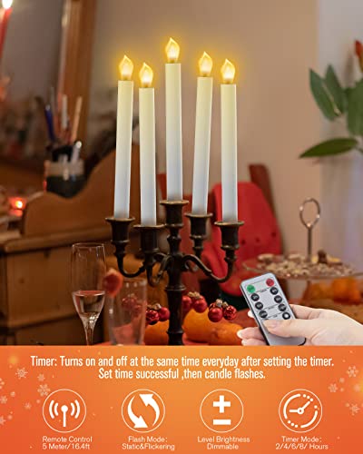 RONXS 12pcs Gold LED Window Candles with Timer Flameless Battery Operated