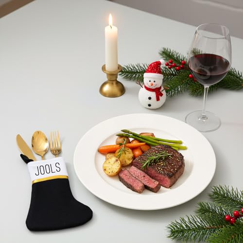 Seematn 24 Mini Christmas Stockings with Black & White Letter Stickers, DIY Hanging Decor