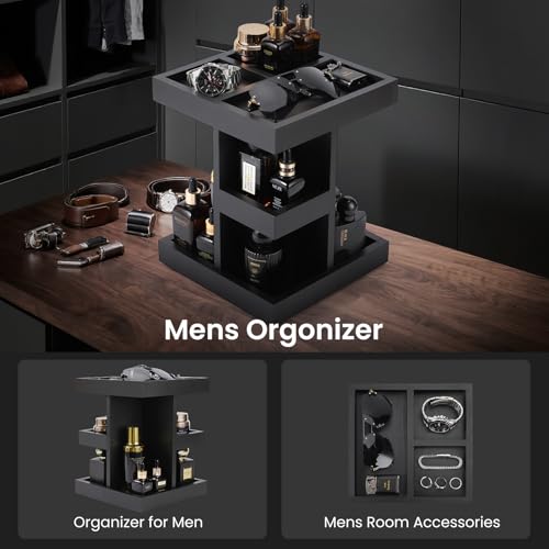 Black Cologne Organizer Stand for Men - Multi-Layer Perfume Storage & Display
