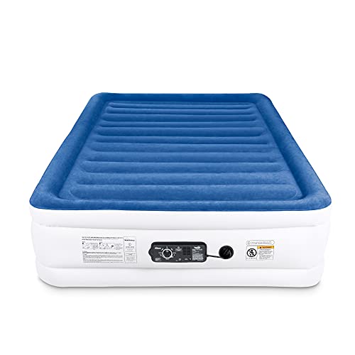 Raised Queen Air Mattress with Built-In Dual Smart Pump, 19 Inch High