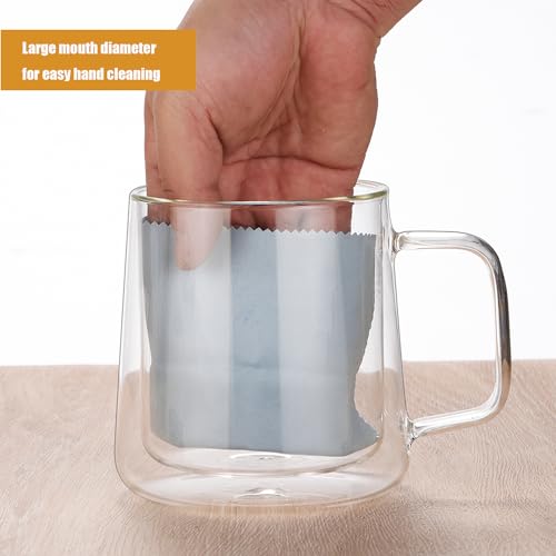 BNUNWISH 24OZ Double Wall Glass Coffee Mug Set of 2 - Insulated Clear Tea & Beer Cups