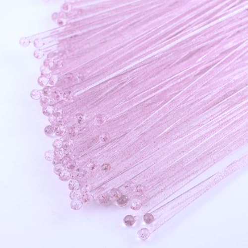 Pink Glitter Plastic Cocktail & Drink Stir Sticks - 100 Pcs, 7.24 Inches