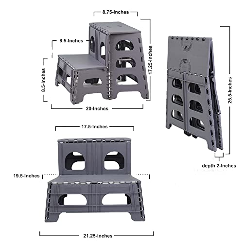 2-Step Folding Stool, Collapsible Non-Slip Step Ladder for Home & Kitchen