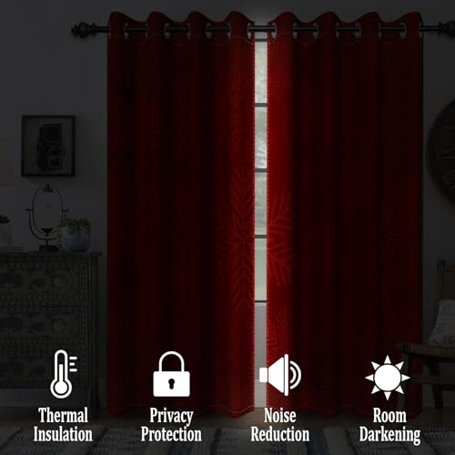 Red 42x84 Inch Blackout Curtains 2 Panels for Bedroom Living Room Thermal Insulated