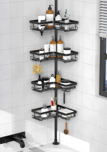 Corner Shower Caddy Tension Pole 4-Tier Adjustable Bathroom Organizer