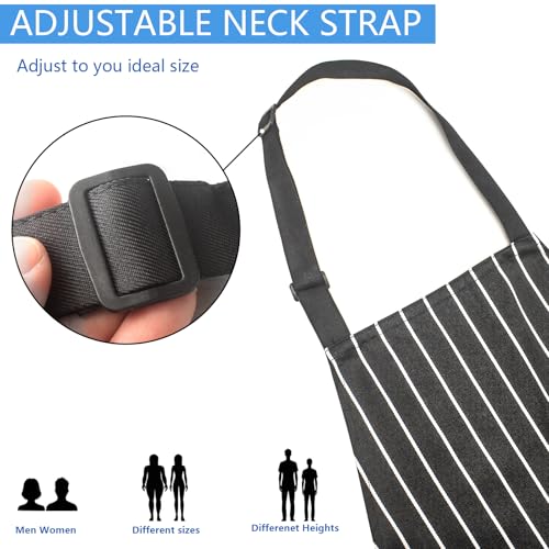 Adjustable Bib Aprons with 2 Large Pockets - 2 Pack, Cotton-Polyester Blend