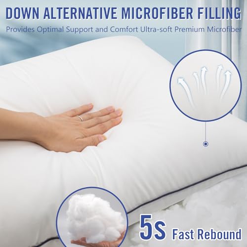 Hotel Collection Bed Pillows Set of 2 - Soft Down Alternative Standard Pillows