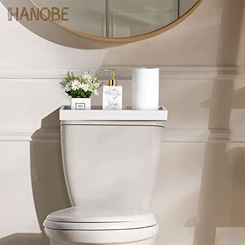 Hanobe Long Narrow Tray for Table Centerpiece 16" White Candle Holder