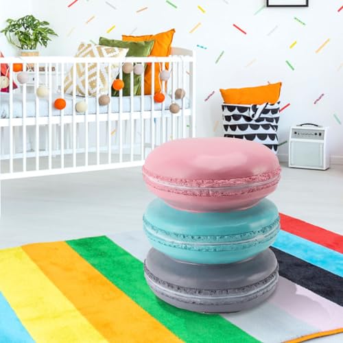 Donut Shaped Resin Foot Stool, Cute Macaron Small Ottoman for Living Room