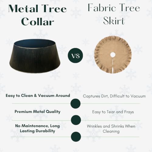 InSideOut Black Christmas Tree Collar - Modern Metal Xmas Tree Skirt, 10" H x 21" Top Ø 27" Base