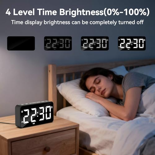 Digital Alarm Clock with Dual Alarms, Adjustable Volume, and Backup Battery