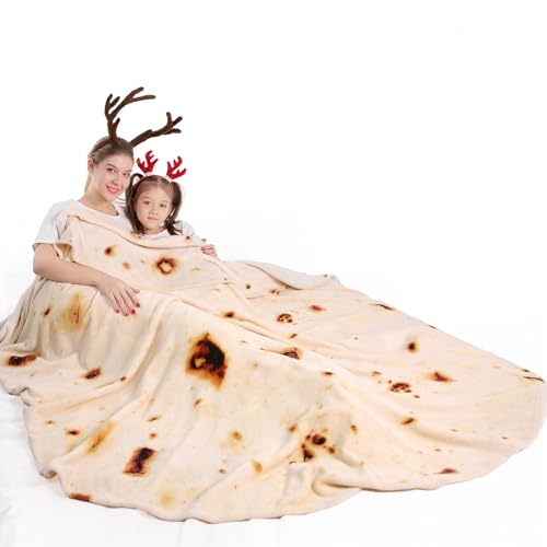 Mermaker 71" Burrito Tortilla Throw Blanket - Soft Flannel Novelty Food Blanket
