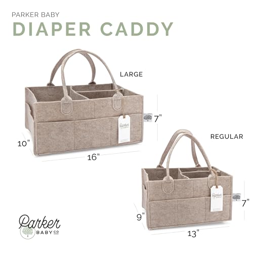 Parker Baby Felt Diaper Caddy Organizer - Oatmeal Portable Nursery Storage Bin