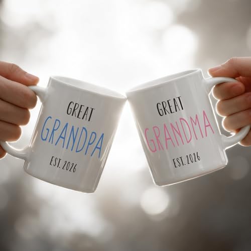 Great Grandparents EST 2026 Coffee Mug Set of 2 - Thank You Gift, 11oz