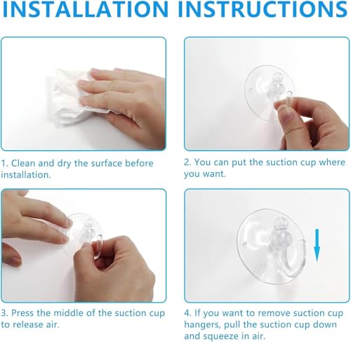 20Pcs 1.2 Inch Clear Plastic Suction Cup Hooks for Glass Windows and Walls