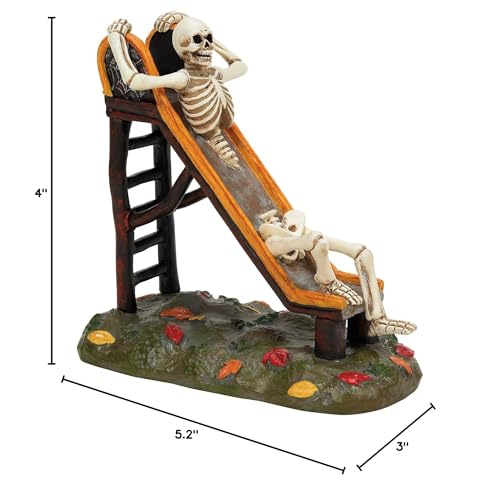 Skeleton Slide Halloween Village Figurine, Hand-Painted Resin, 4 Inch