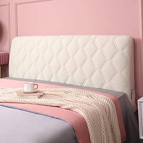 Stretch Headboard Cover - Jacquard Dustproof Protector, Milk White, Twin Size