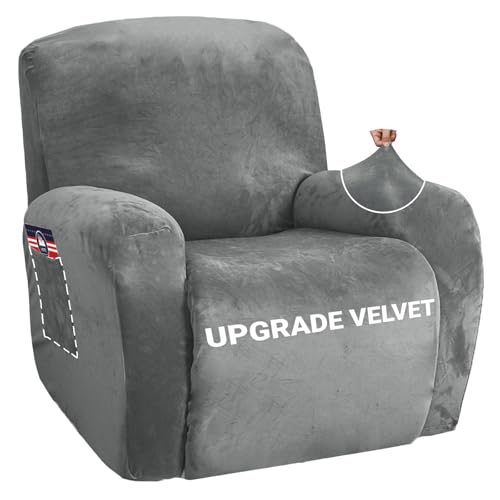 Stretch Velvet Recliner Cover Set - 4-Piece Non-Slip Protector for Pets