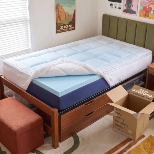 ViscoSoft Twin XL 4-Inch Hybrid Mattress Topper with Memory Foam & Pillow Top