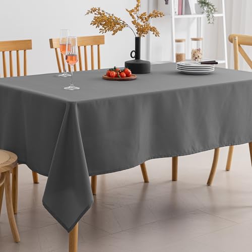 Amazon Basics 60x104 Inch Water-Resistant Rectangle Tablecloths, Pack of 2, Dark Gray