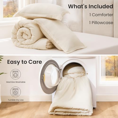 Beige Twin/Twin XL Comforter Set - 2-Piece Prewashed All-Season Bedding