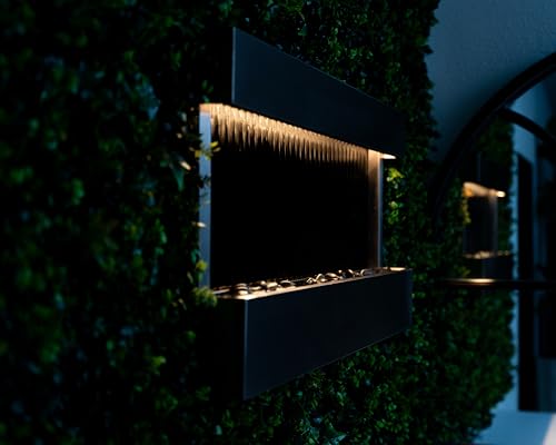47-Inch Wall-Mounted Waterfall Mirror Fountain with LED Lights