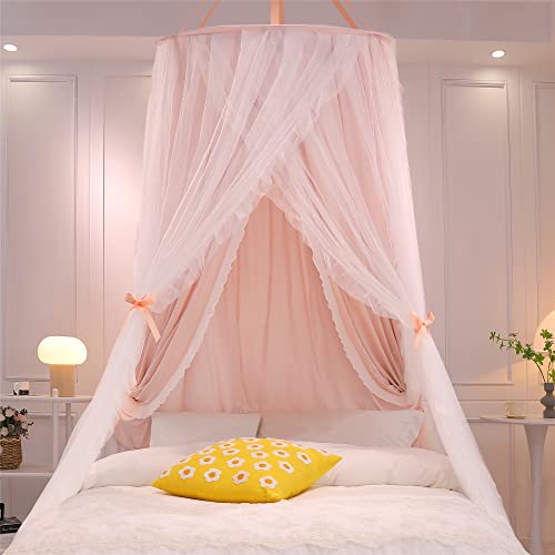 Double Layer Round Dome Bed Canopy Curtain & Mosquito Net for Kids Bed