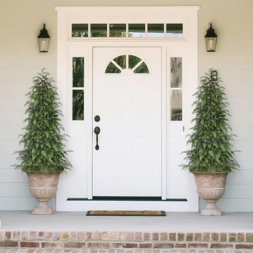 5ft Artificial Cedar Trees, Set of 2 UV-Resistant Potted Faux Pine Plants