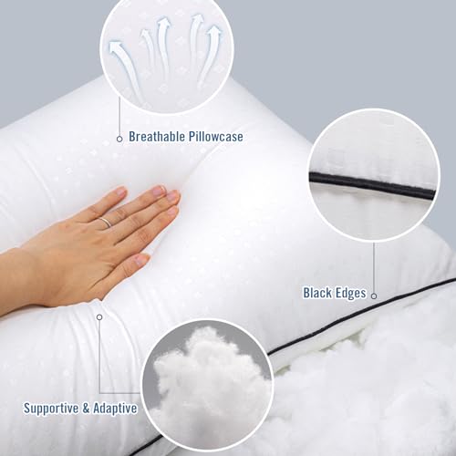 Standard Size Bed Pillows 4 Pack - Comfortable & Machine Washable