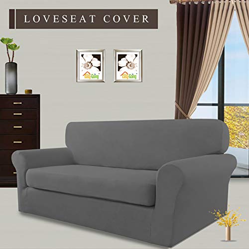 Stretch Loveseat Slipcover – Washable Fitted Sofa Cover in Grey