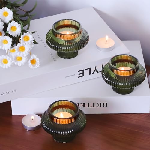12pcs Green Candlestick Holders for Spring and Christmas - VOHO Set of 12