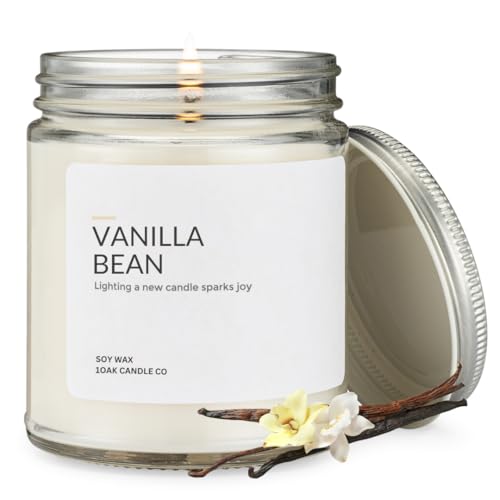 Vanilla Bean Scented Soy Wax Candle - Hand-Poured Long-Burning (7 oz)