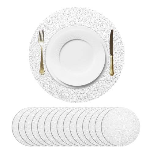 Star Silver 16Pcs Disposable Round Placemats 33cm (13") - uxcell