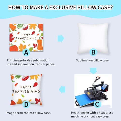 OLSUNOR 16-Pack 17.7 x 17.7 in Sublimation Pillowcases White, 45x45 cm – Double-Sided Printing, Invisible Zipper