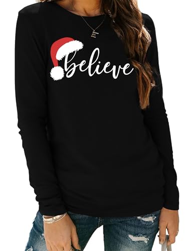 MEESHEEP Women's Christmas Long Sleeve Plaid Shirt Small Black Christmas Tree Graphic Blouse