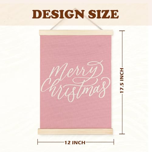 Supwhd Pink Santa Christmas Wall Art Set of 2 - Retro Holiday Decor, 12x16 Inches with Wooden Poster Hangers