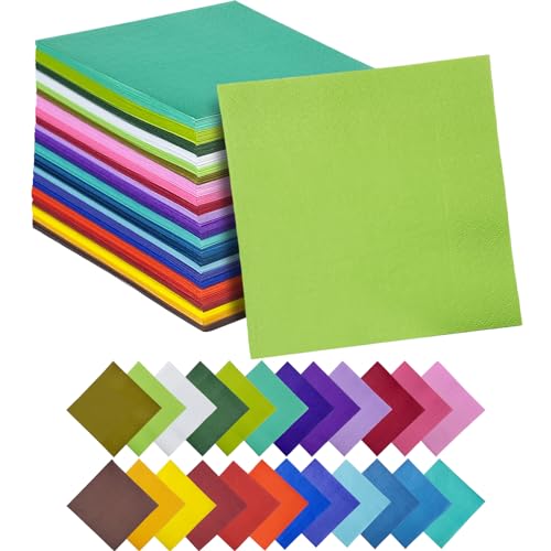 Surprisist 24-Color Disposable Cocktail Napkins 120pcs 5x5 inch for Parties & Events