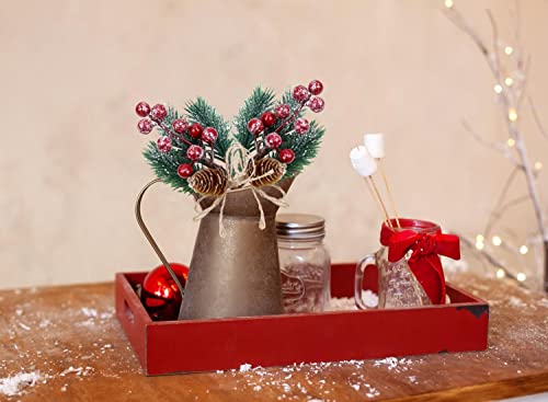 10-Pack Glitter Christmas Berry Picks with Pine Branches and Cones for Wreaths & Decor